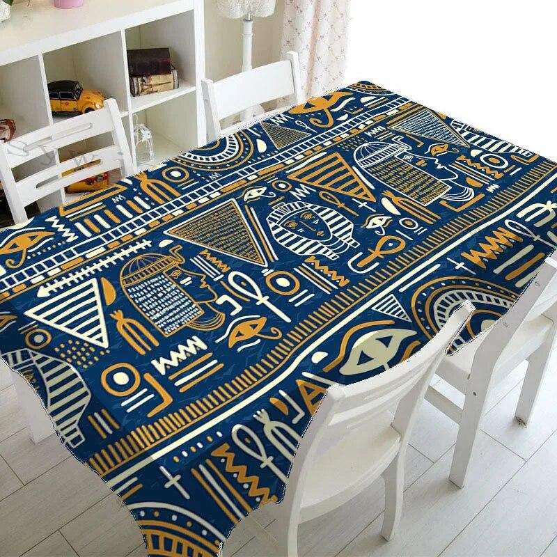Vintage Indian Ancient Egypt Print Rectangle Tablecloth ,Kitchen Decor Waterproof Tablecloth Holiday Wedding Party Accessories