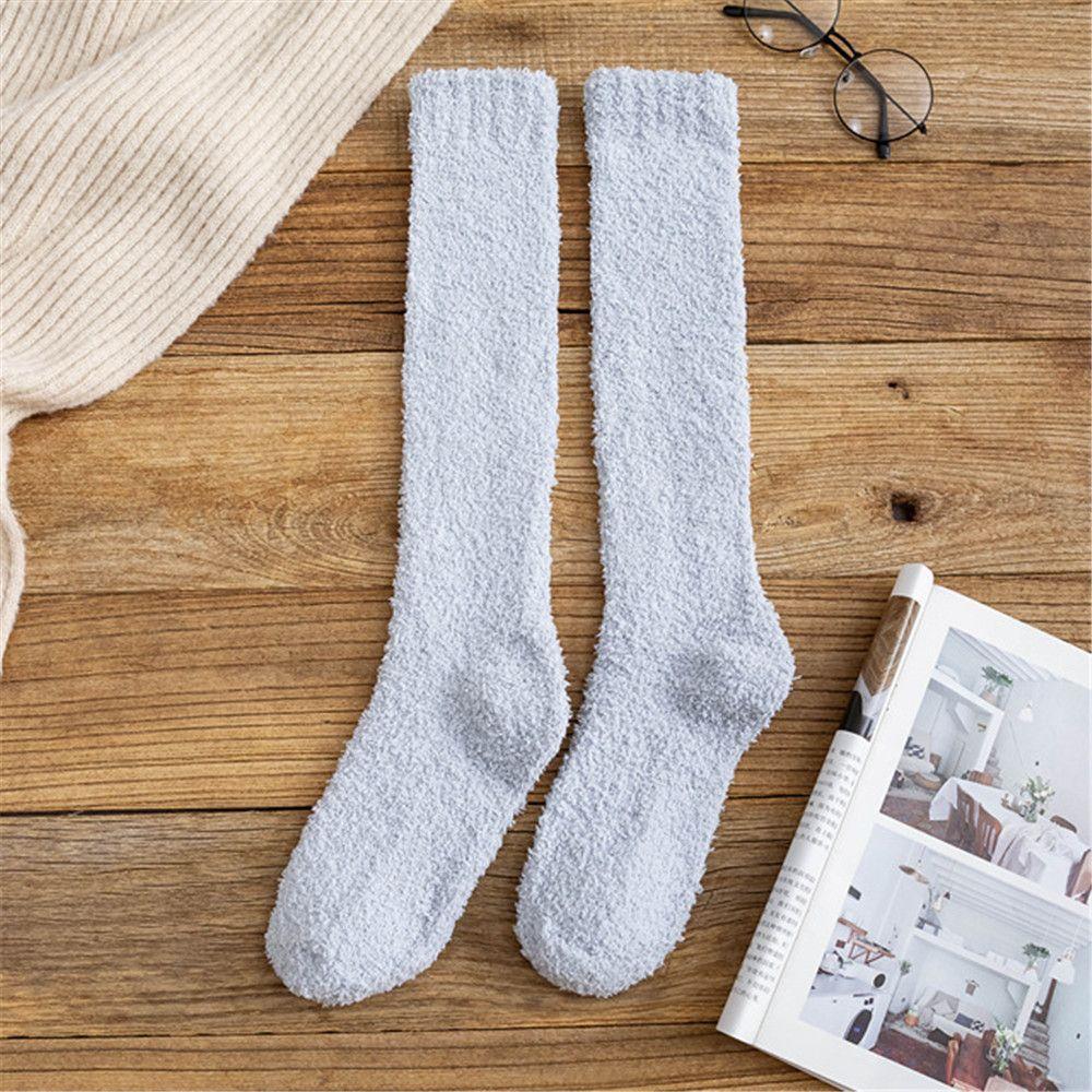 Gift Pure Color Soft Thick Winter Warm Bed Floor Coral Velvet Socks Sleep Socks Fluffy Cosy