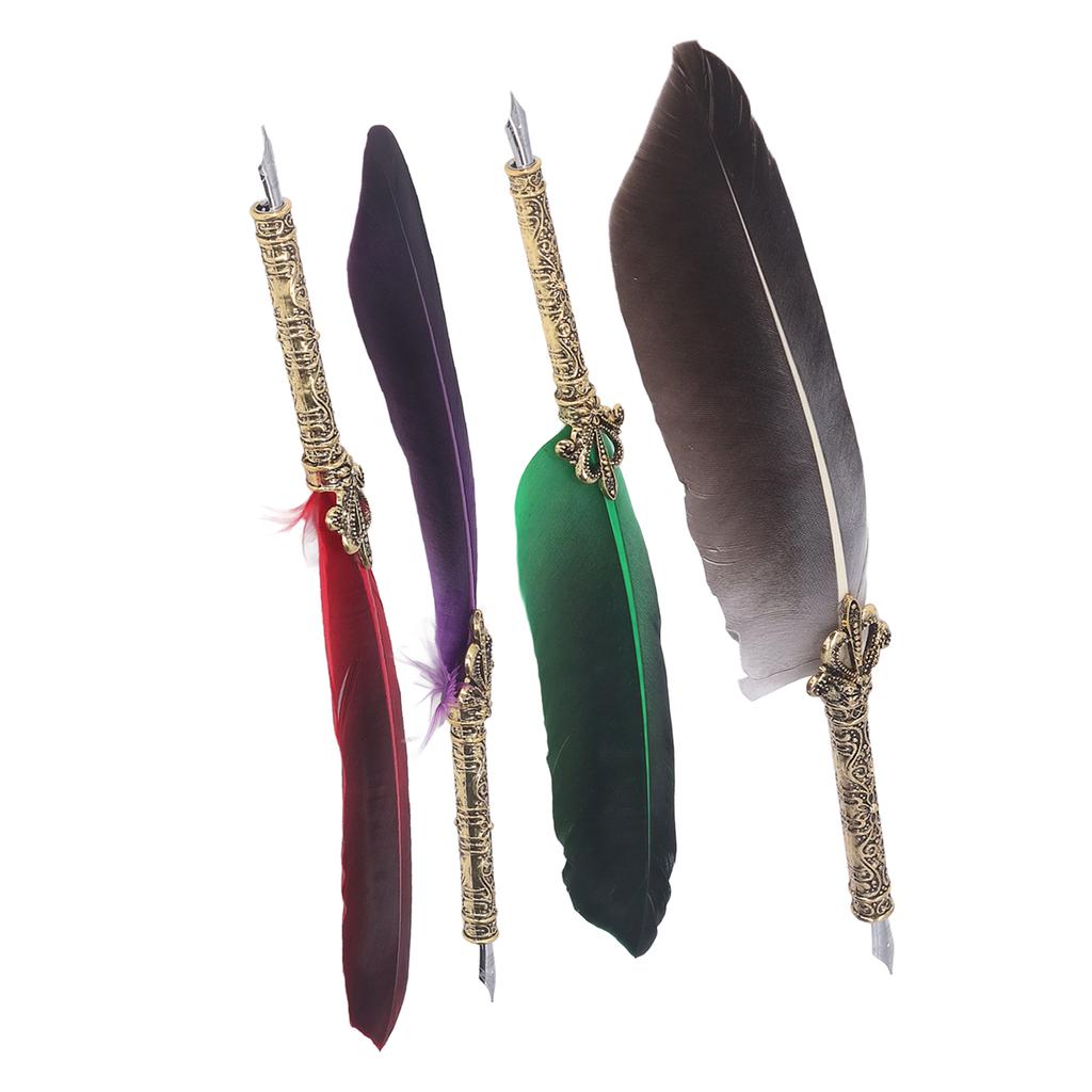 Ручка-гусиное перо из цинкового сплава, высокая гладкость, элегантные цвета, европейская ручка в стиле ретро для письма D