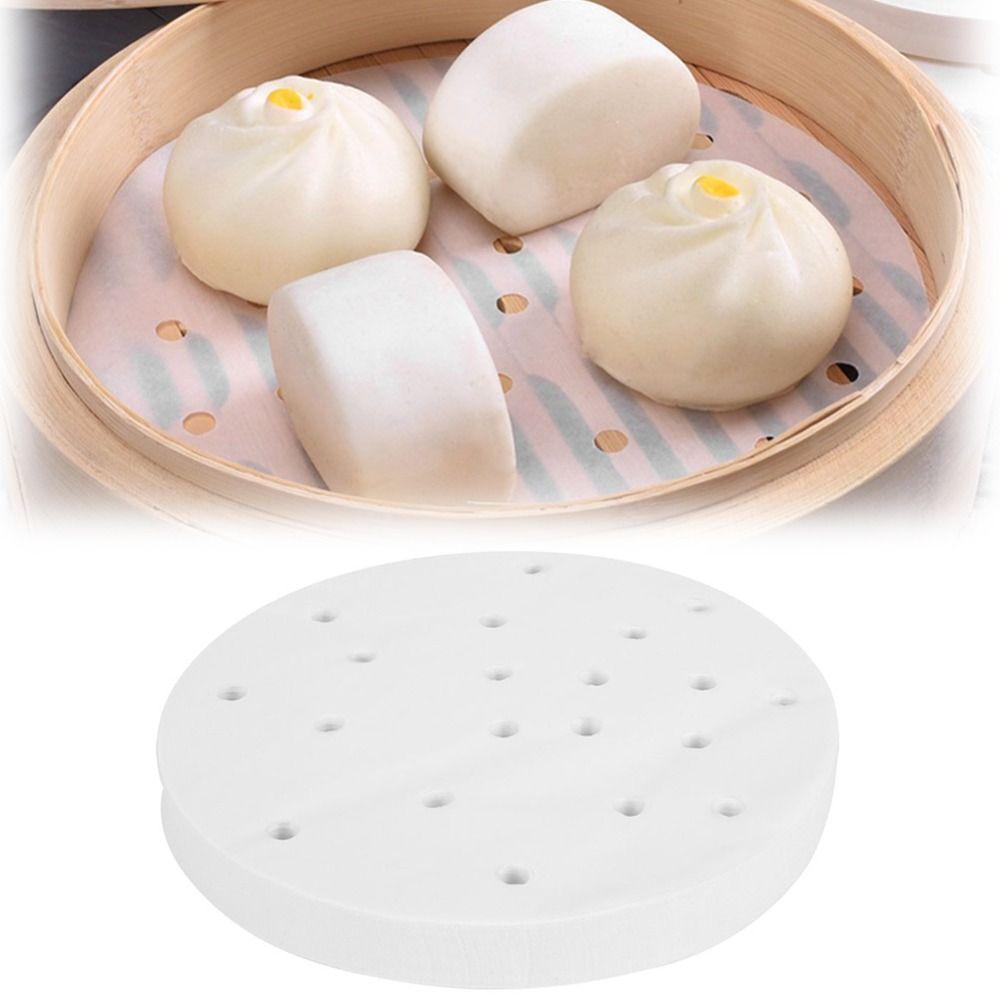 100PCS 6 Inch Steamer Liner Wood Pulp Paper Parchment Steamer Paper Steaming Baking