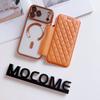 Применимо к iPhone17 магнитный чехол для мобильного телефона ромбовидный книжка с держателем для карт кожаный чехол 17pro гальванический 17 противоударный защитный чехол
