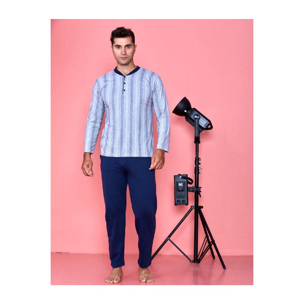 Мужской хлопковый пижамный комплект с длинными рукавами. Сезонный продукт.