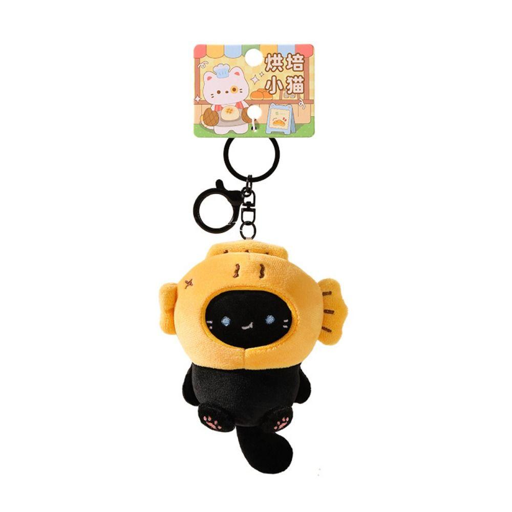 Bream Yaki Bream Yaki Cat Plush Pendant Baking Style Cat Headpiece Plush Keychain  Car Key Pendant