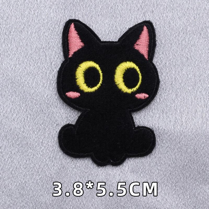Самоклеящаяся нашивка «Черный кот»: Бесшовная плюшевая вышивка без шитья и глажки для ремонта куртки