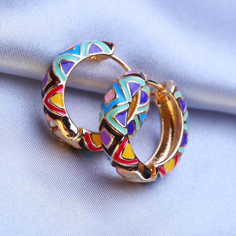 FEEYOO серьги-кольца для женщин и девочек, модные многоцветные цветочные золотые модные круглые серьги, ювелирные изделия, подарок