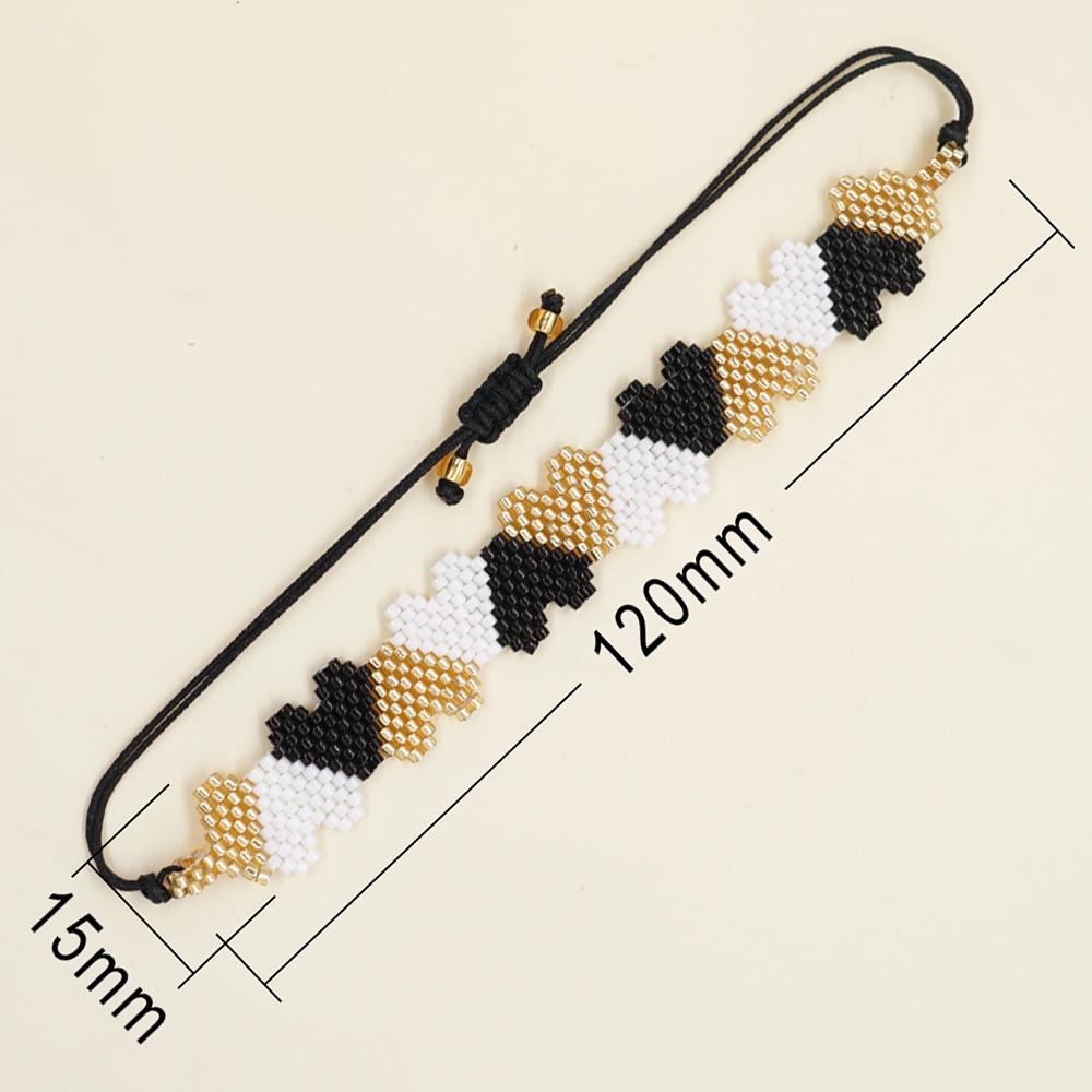 Ximang 2023 New Design Beaded Jewelry Peach Heart Adjustable Handmade Braided Bracelet Unisex Bohemian Anniversary
