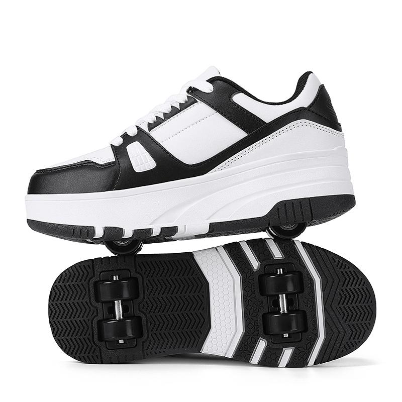 29-40 Детские четырехколесные разборные плоские туфли Runaway Shoes / Колесные скейт-кеды с колесами для женщин