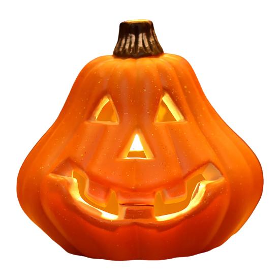 Хэллоуинская тыквенная лампа Жуткая светящаяся тыквенная фигурка Светящаяся декоративная тыква со светодиодной подсветкой для дома с привидениями Хэллоуин Домашний сад Декор