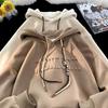 Men's sweater hooded winter fleece thickened top light ripe style ins jacket
