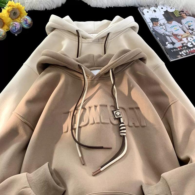 Men's sweater hooded winter fleece thickened top light ripe style ins jacket