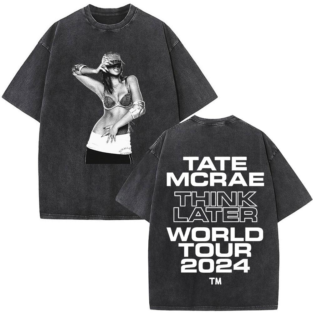 Tate McRae So Close To What Album Tour Washed Tshirt Men Women Cotton Short Sleeve Summer Vintage T Shirt Tops Fans Gift