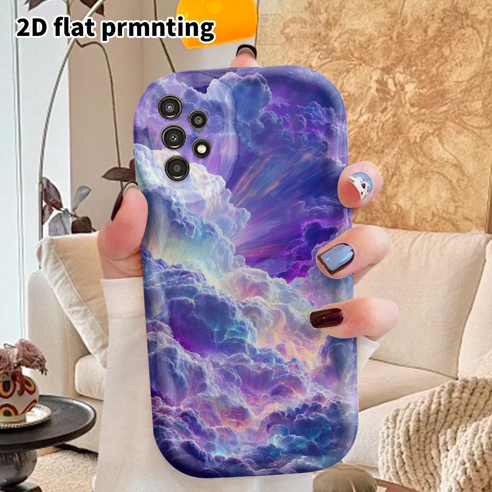 Phone Case: 2D Flat Samsung Galaxy A34 A35 M05 M06 S20 S22 S21 FE Plus 5G Protective Case, Couple Style, Aurora Cloud Pattern, Christmas and Halloween