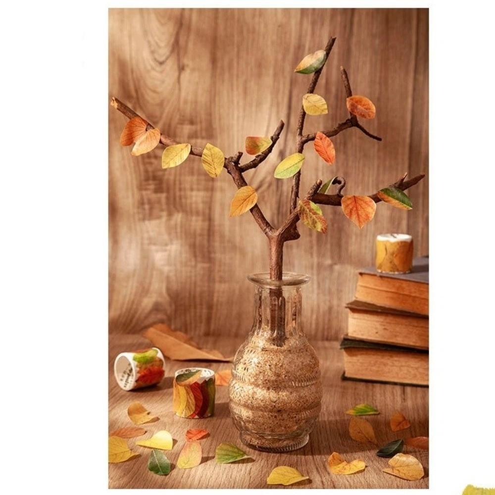 50 Pcs Decoration Self-adhesive DIY Leaf Paper Stickers Leaf Shape DIY Scrapbooking Plant Stickers Roll Stickers Children's