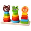 Wooden Animal Shape 3D Column Color Shape Classification Interactive Educational Toy