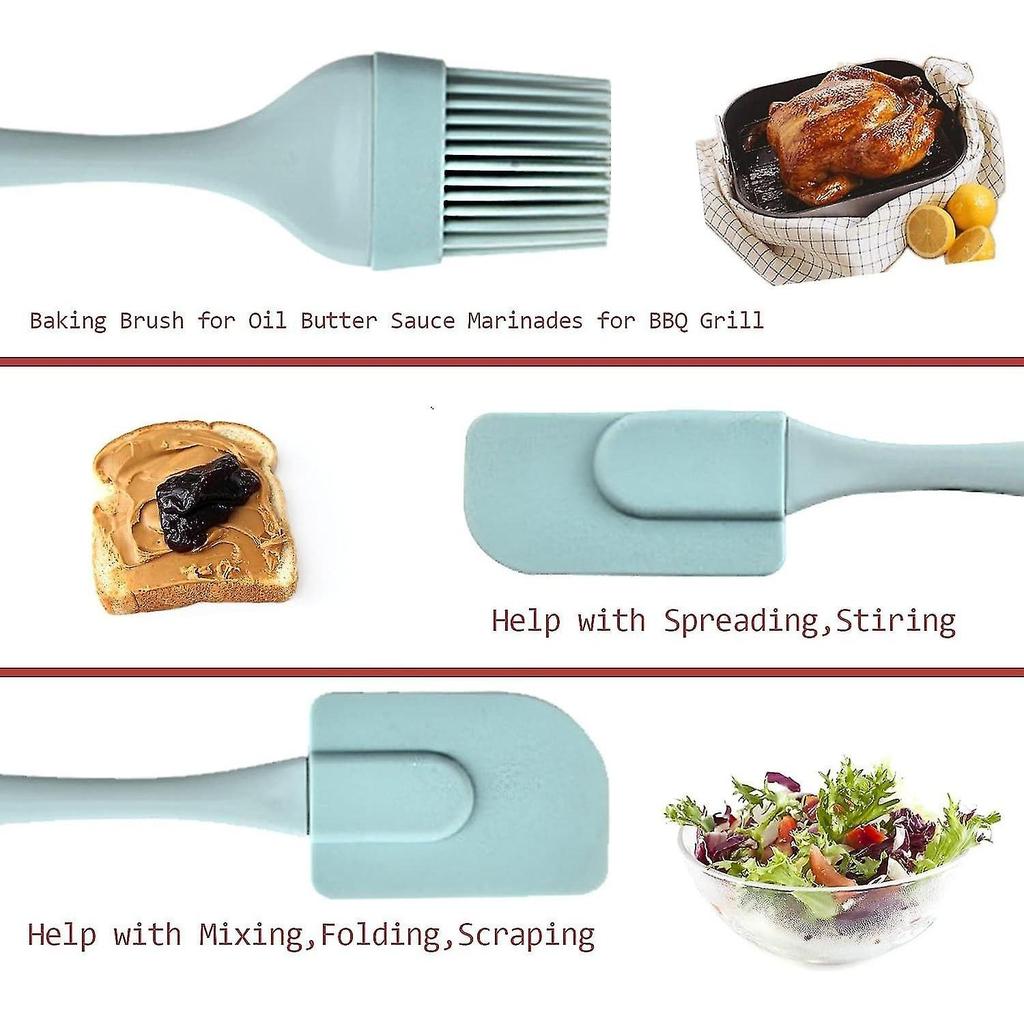 3pcs Kitchen Spatula Pastry Brushes and Heat Resistant Silicone Spatula - Silicone Utensils Set of 3