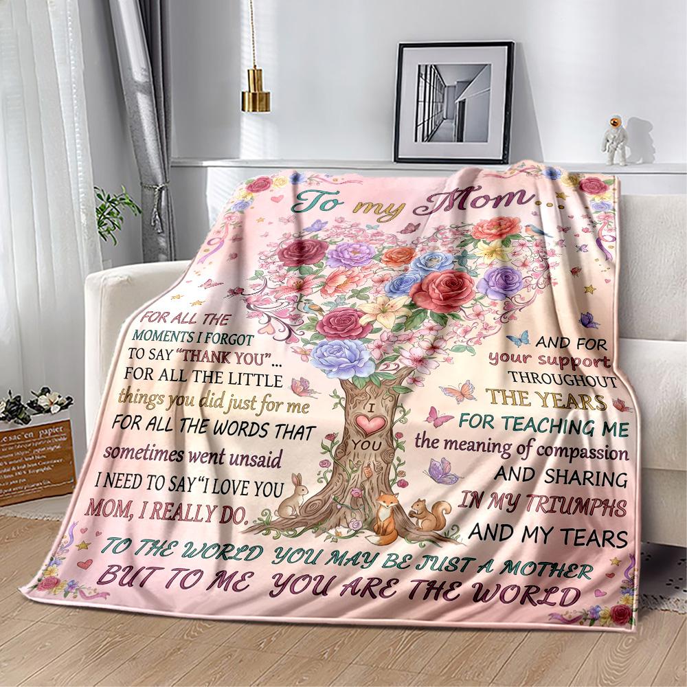 Mother's Love And Gratitude Flannel Blanket-Soft and Suitable for Sofas,Beds,Offices,Travel,All Seasons,Great Gift for Holidays and Birthdays.