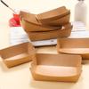 100pcs Folding Kraft Paper Boat Shaped Trays Packing Box Holiday Disposable Plates Sushi Food Serving Boats