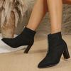 Flock Zip Decor Ankle Boots for Women Pointed Toe High Heeled Modern Boots Woman Autumn Plus Size Comfort Platform Casual Boots