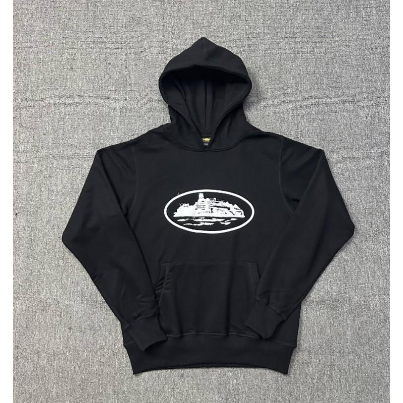 Corteiz Classic Ship Print Fleece Hoodie Sweatshirt Men Women Streetwear Loose Fit Casual Wear
