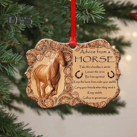 Horse Christmas Ornament 2D Acrylic Horse Xmas Tree Hanging Ornament Horse Keepsake Home Decoration for Horse Lovers