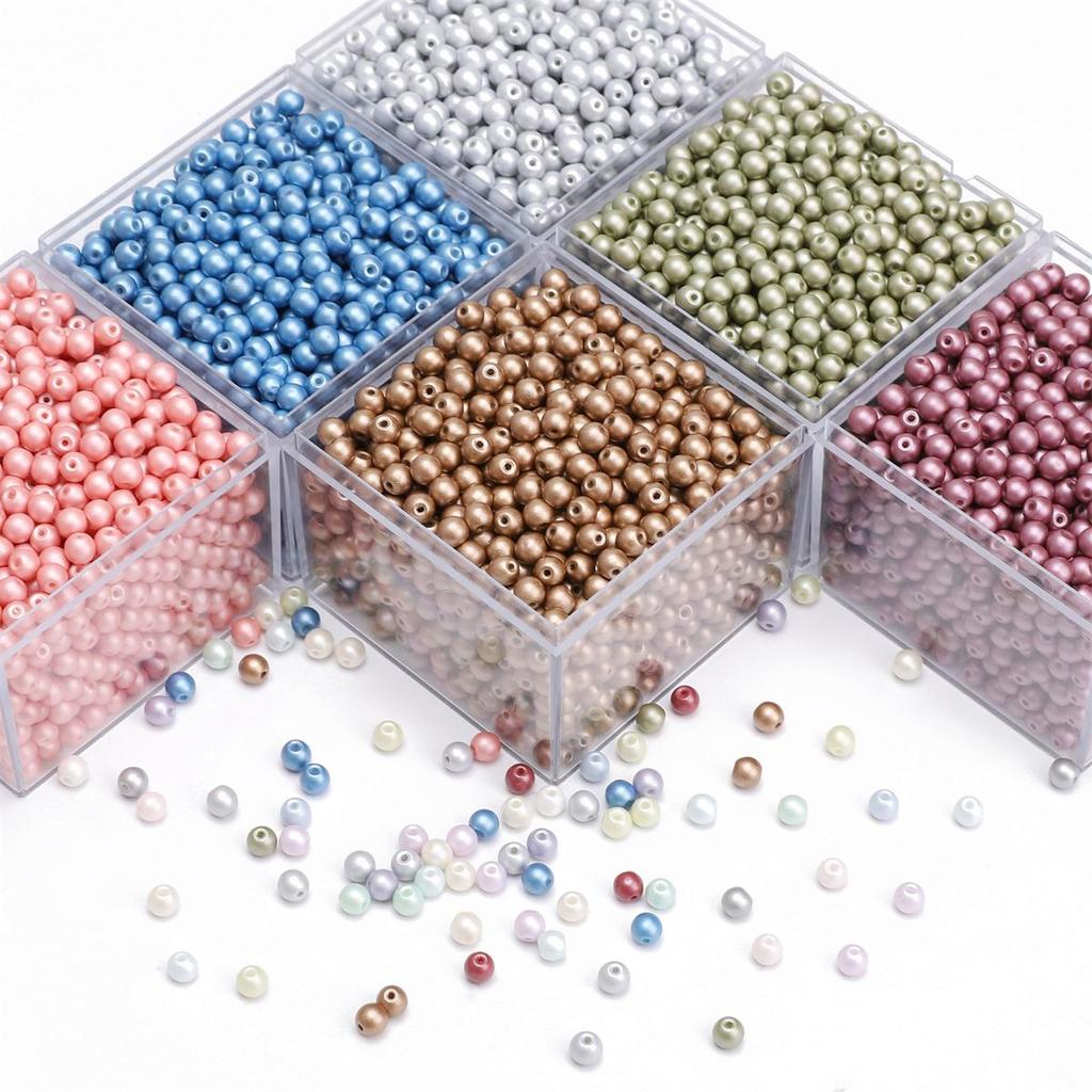 Разноцветные чешские стеклянные бусины для изготовления украшений - 100 круглых шт.