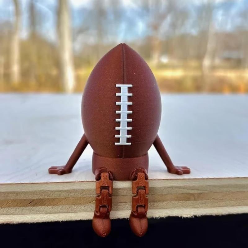 Sports Ball Figurine Collection,Miniatures Ball Sports Set with Articulated Leg, Funny 3D Printed Golf,Basketball,Soccer Desktop Decor,Office Desk