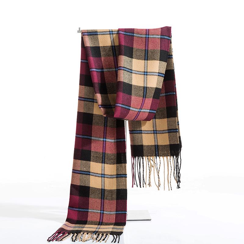 Plaid Long Scarf Winter Warm Cashmere Women Pashmina Foulard Bandana Scarves Female Luxury Hijab Tassel Shawl Wraps New