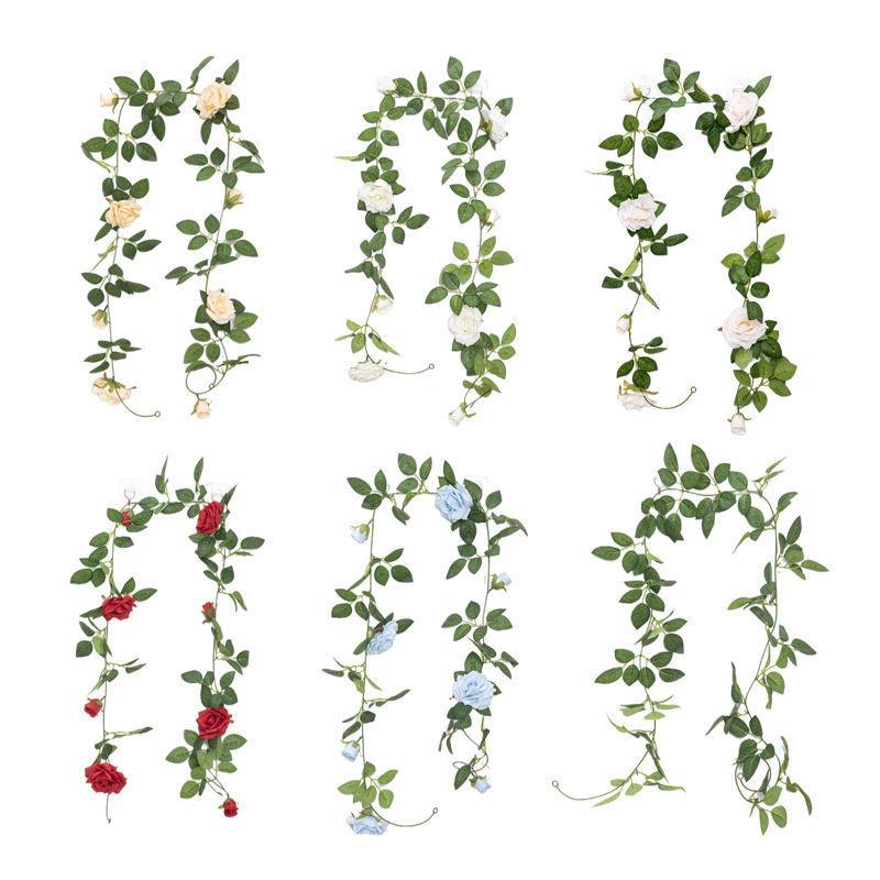 Искусственные розы, лоза, цветы, 6,5 футов, искусственная шелковая роза, висячая цветочная гирлянда, растение плюща для дома, свадьбы, вечеринки, украшение на стену в саду