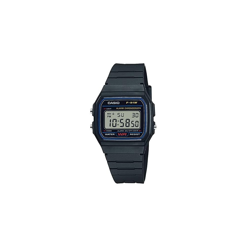 Мужские часы Casio Collection F-91W-1JH Черные Аналогово-цифровые