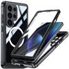 Закаленное Стекло Двухслойная Защита Чехол для Телефона Для Samsung Galaxy S25 Ultra S24 Plus S23FE A55 A16 Прозрачный Чехол с Беспроводной Зарядкой
