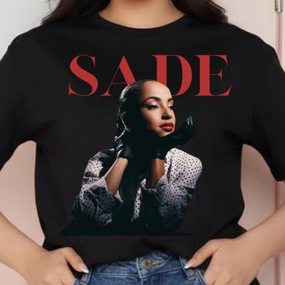 Ретро Узор Чистый Хлопок Футболка Любитель Музыки Sade Женская Футболка Летняя Новая Унисекс Повседневная Футболка