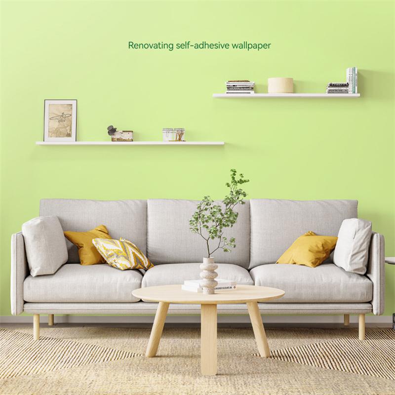 Macaron Solid Color Self-adhesive Wallpaper Stickers Bedroom Living Room Wardrobe Door Decoration Pasted Waterproof Refurbished Wallpaper