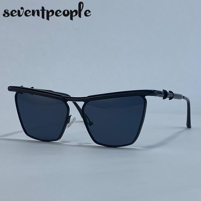 Классические солнцезащитные очки «кошачий глаз» в стиле панк для женщин, трендовые металлические квадратные солнцезащитные очки-щитки класса люкс, винтажные уличные солнцезащитные очки для леди