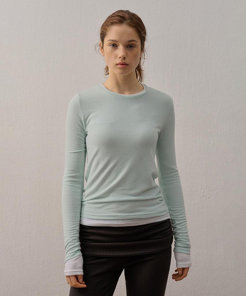CAMINO Basic Spandex Long Sleeve T-Shirt Mint