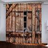 Rustic Curtains Wooden Barn Door In Farmhouse Image Desgin Rural Art Architecture Print Living Room Bedroom Window