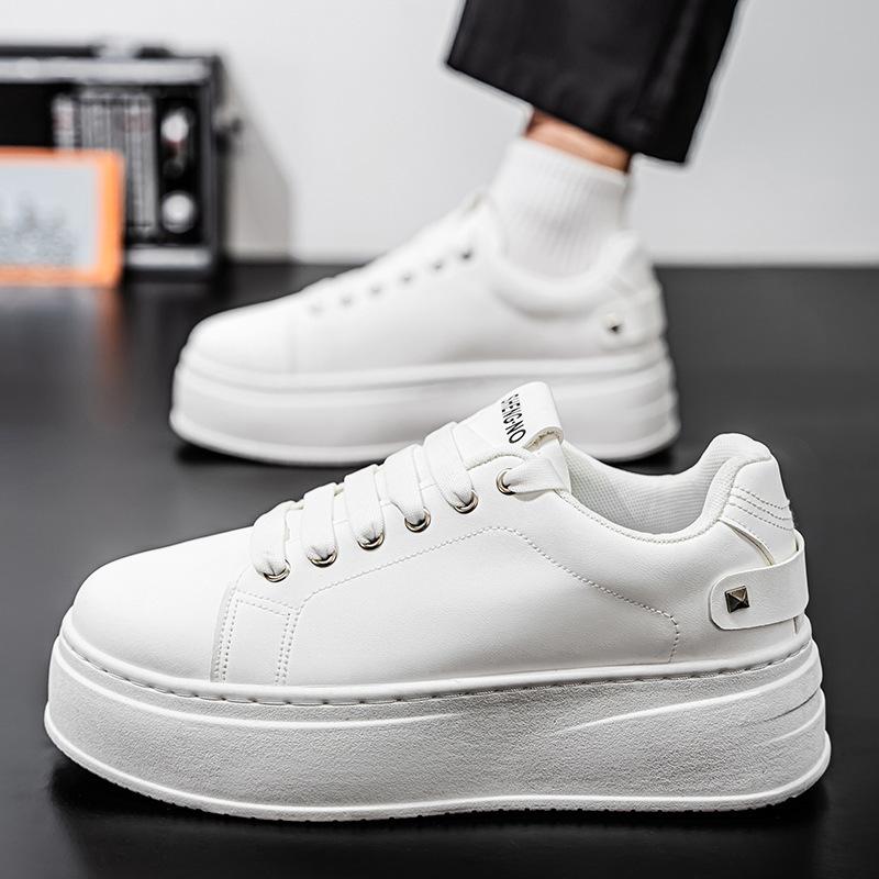 Весенняя мужская обувь Новая дышащая белая обувь Мужские модные универсальные кроссовки на толстой подошве с высоким подъемом Повседневная обувь для скейтборда Модная обувь
