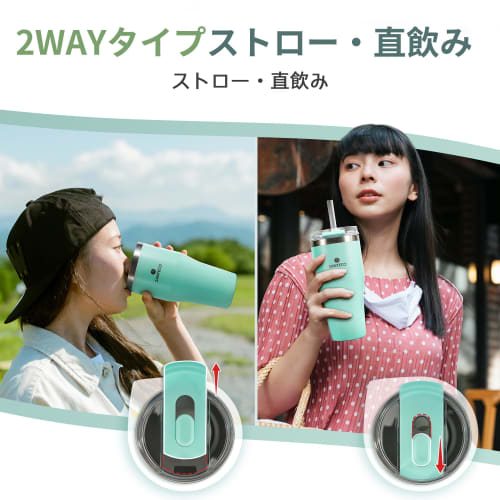 SANTECO ESCAPE Tumbler, 590ml, with Lid and Straw, Large Capacity, Keeps Drinks Hot or Cold, Stylish, 18/8 Stainless Steel, Vacuum Insulated, BPA-Free