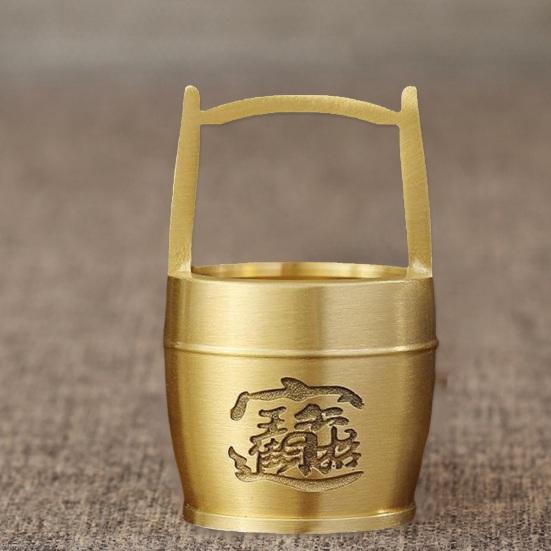 Micro Landscape Non-fading Cute Eye-catching Copper Bucket of Golden Ornament Mini Brass