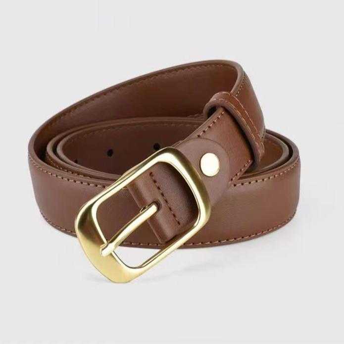 Женские новые брюки с пряжкой-булавкой, юбка с декоративным узором, повседневный универсальный тонкий пояс из коровьей кожи, женский стиль