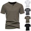 Men T-shirt Stylish Buttons Casual Men T-shirt Pure Color Men T-shirt Men Top Men Clothing