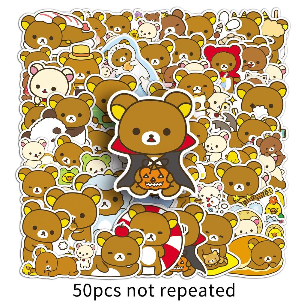 50 Pieces of Relaxed Bear Graffiti Stickers Cartoon Cute Gucka Decorative Mobile Phone Case Skateboard Water Cup Creative Stickers
