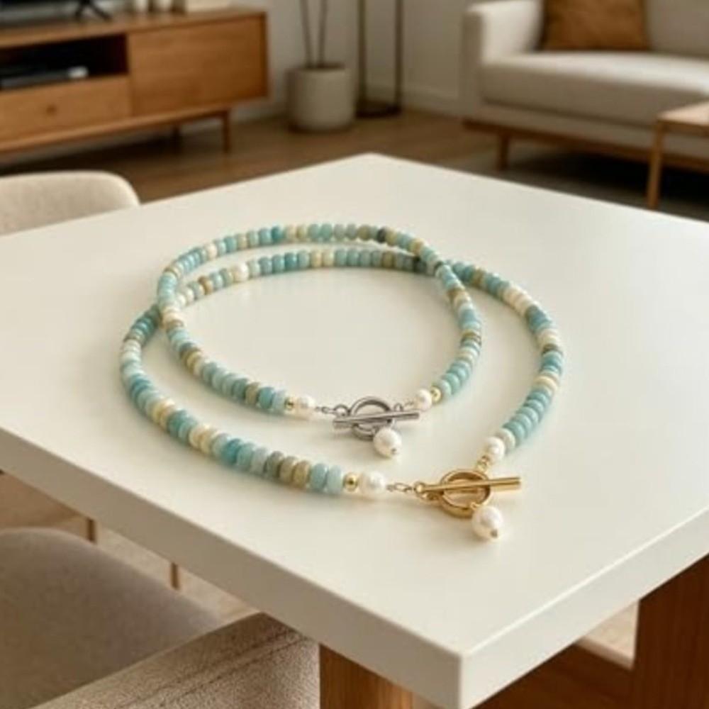 Natural Stone Beads Beaded Necklace Turquoise Beads Handmade Necklace New Necklace for Girls Gift