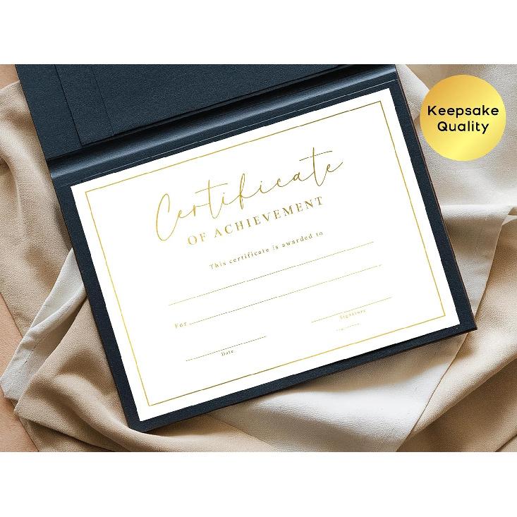 Certificate of Achievement Awards, 25 Blank Certificates of Achievement with Gold Foil Design, 8.5x11", Award Certificates for Students, Recognition,