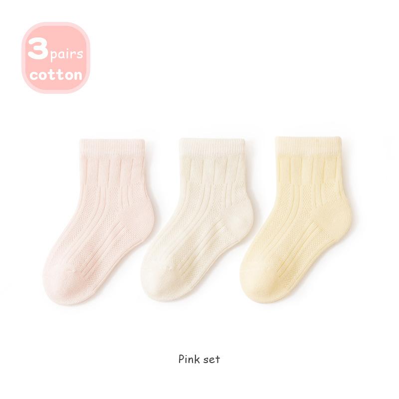 3 Pairs/Lot Baby Socks Summer Thin Kids Socks Soft Cottton Mesh Children Socks Solid Color Toddler Socks For Boys And Girls