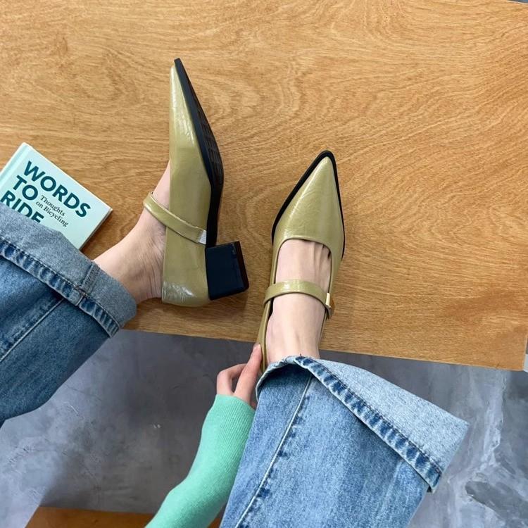 Туфли-лодочки с мелким вырезом, женская обувь, весенний нишевый дизайн, остроносые модные туфли для работы, туфли Мэри Джейн на одной педали