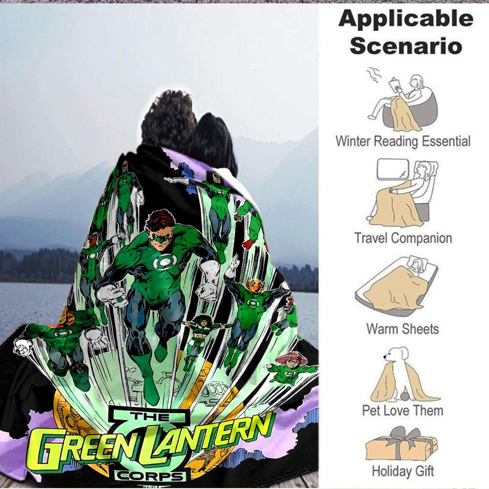 1 шт. Плед Корпуса Зеленых Фонарей, Полиэфирное Волокно, Всесезонный Комфорт для Дивана, Кровати, Офиса, Автомобиля, Кемпинга, Идеальный Домашний Декор и Подарок, Комфорт в Офисе