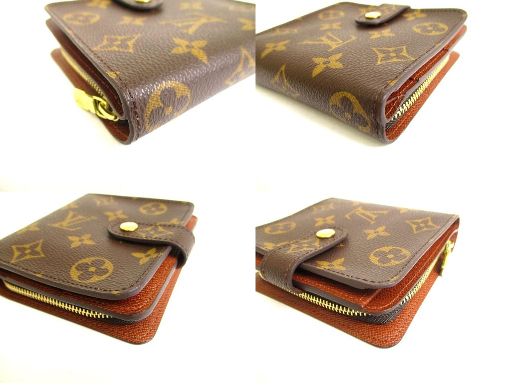 Authentic LOUIS VUITTON Monogram Brown Leather Bifold Wallet Compact Zippe #9789 Refurbished