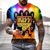 Футболки Rock Band Kiss 3D-печать Мужская Женская Модная Крутая Футболка Короткий Рукав Хип-хоп Уличная Одежда Харадзюку