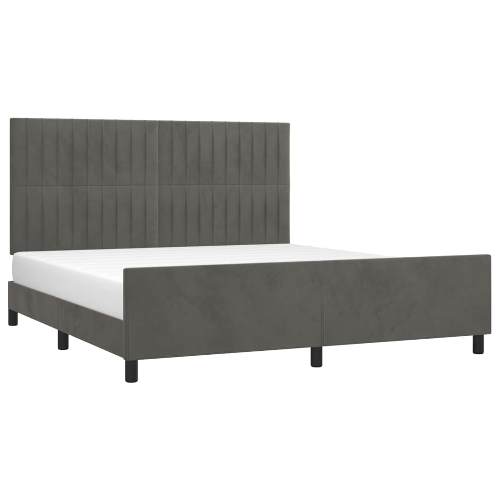 Bed Frame without Mattress Dark Grey 160 x 200 cm Velvet