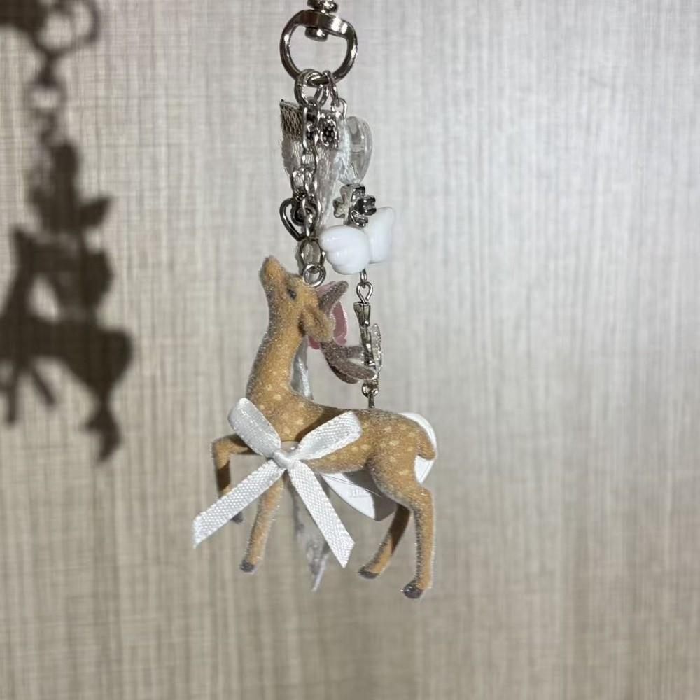 Vintage Fawn Keychain Korean Style Elk Keychain Cute Plush deer keychain Christmas Gifts